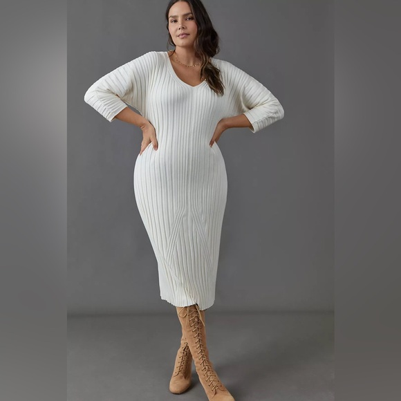 Anthropologie Maeve Maris Ribbed Midi Sweater Dress